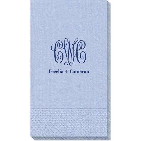 Script Monogram with Text Moire Guest Towels